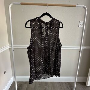 Torrid Size 3 (22/24) Black and Light Pink Polka Dot Sleeveless Blouse
